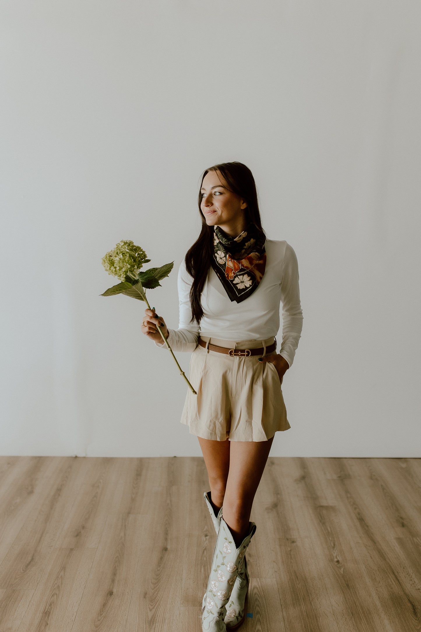 White Mock-Neck Long-Sleeve