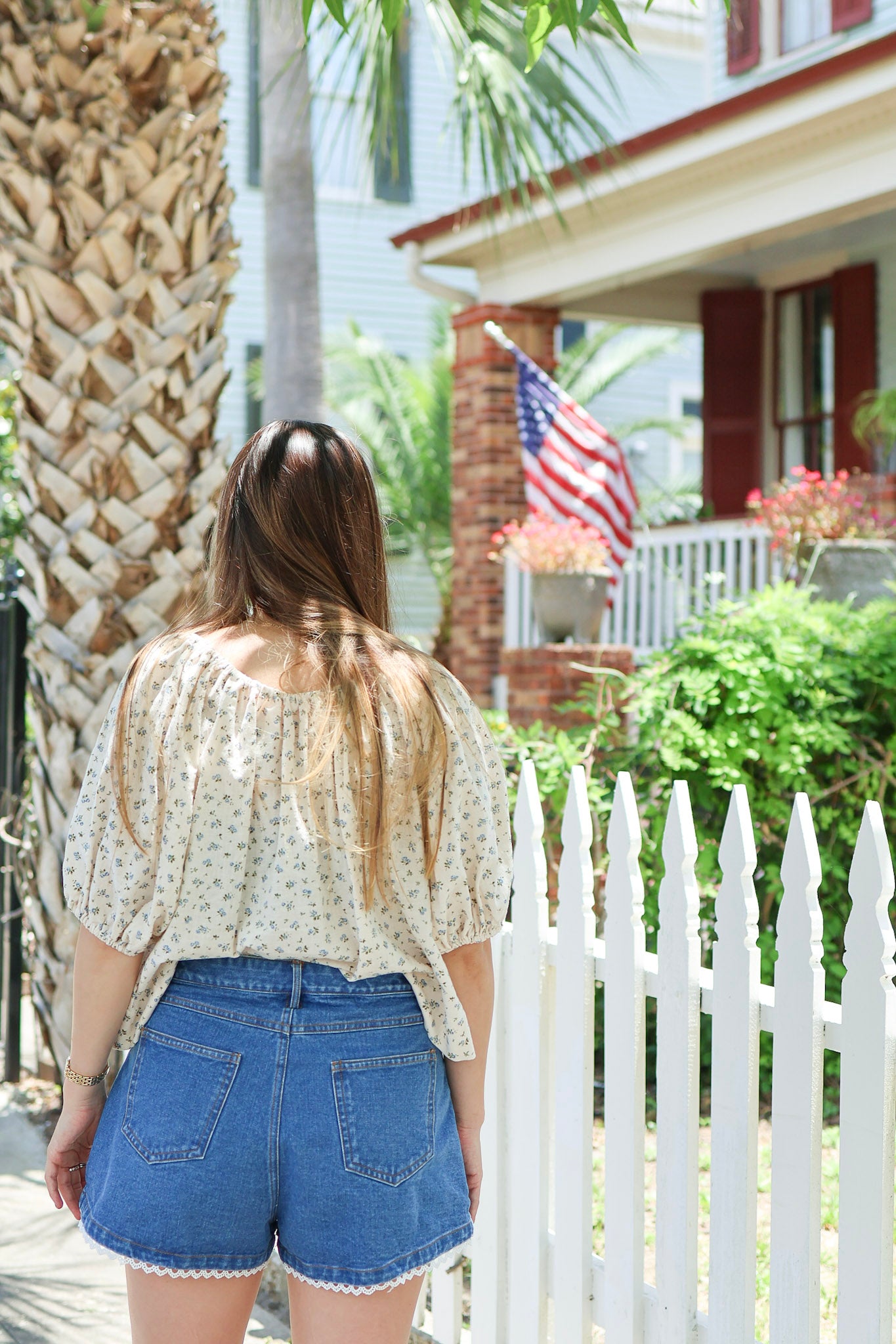Nantucket Lace Trim Denim Shorts