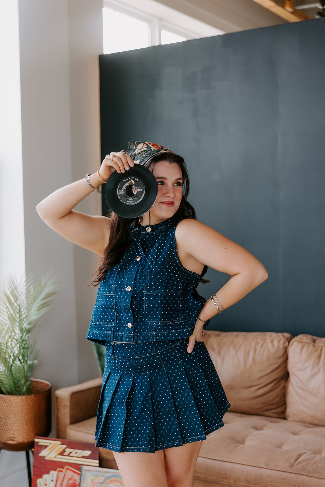 The Queen Denim Polka Dot Skirt