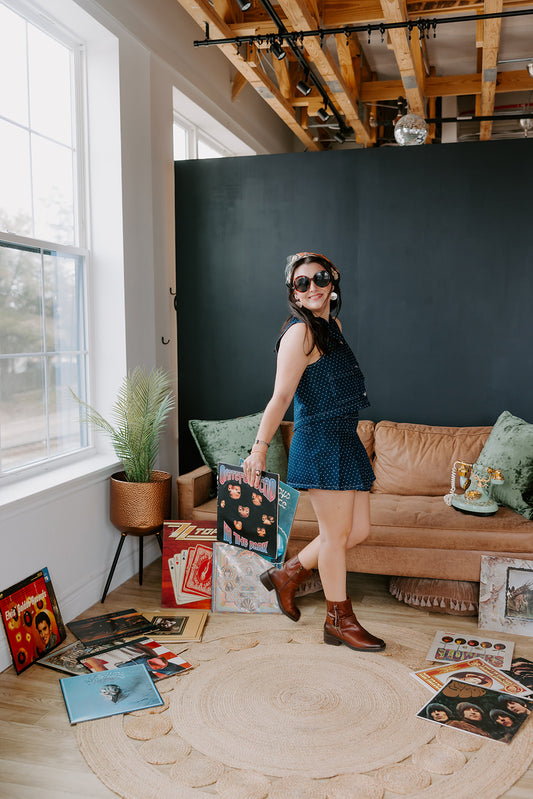The Queen Denim Polka Dot Skirt