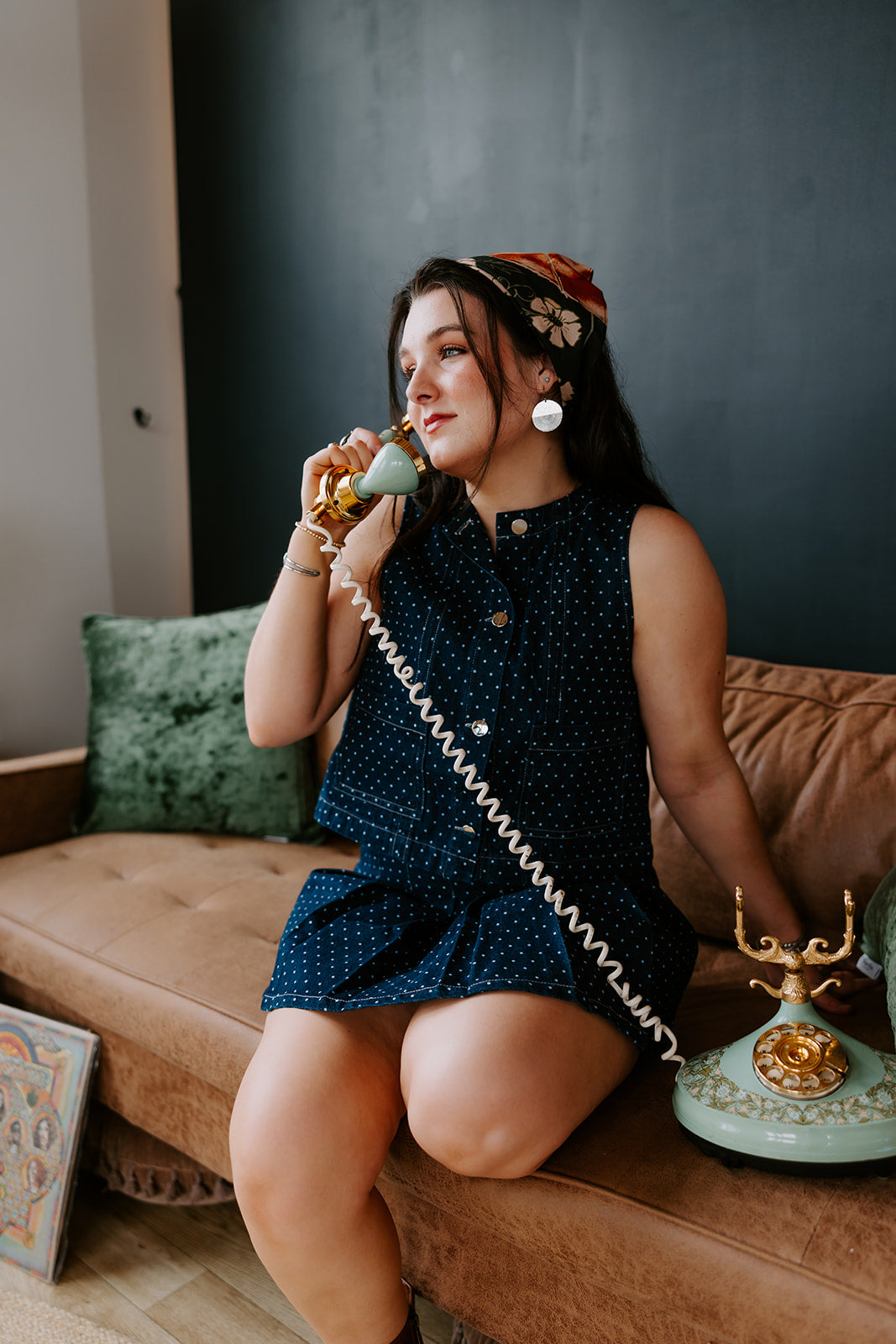 The Queen Denim Polka Dot Top