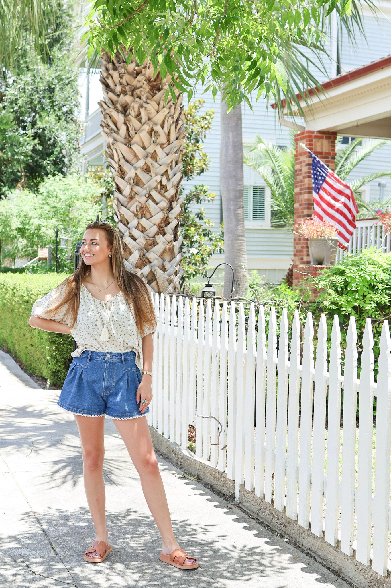 Nantucket Lace Trim Denim Shorts