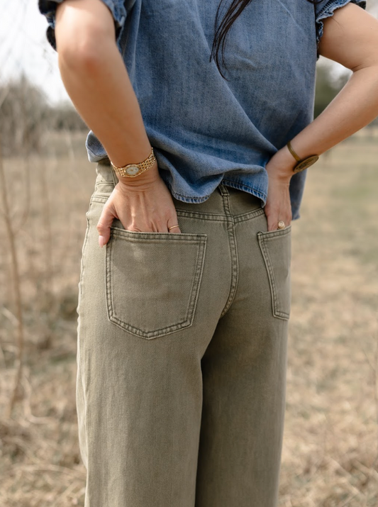 The Branch Olive Drawstring Jeans