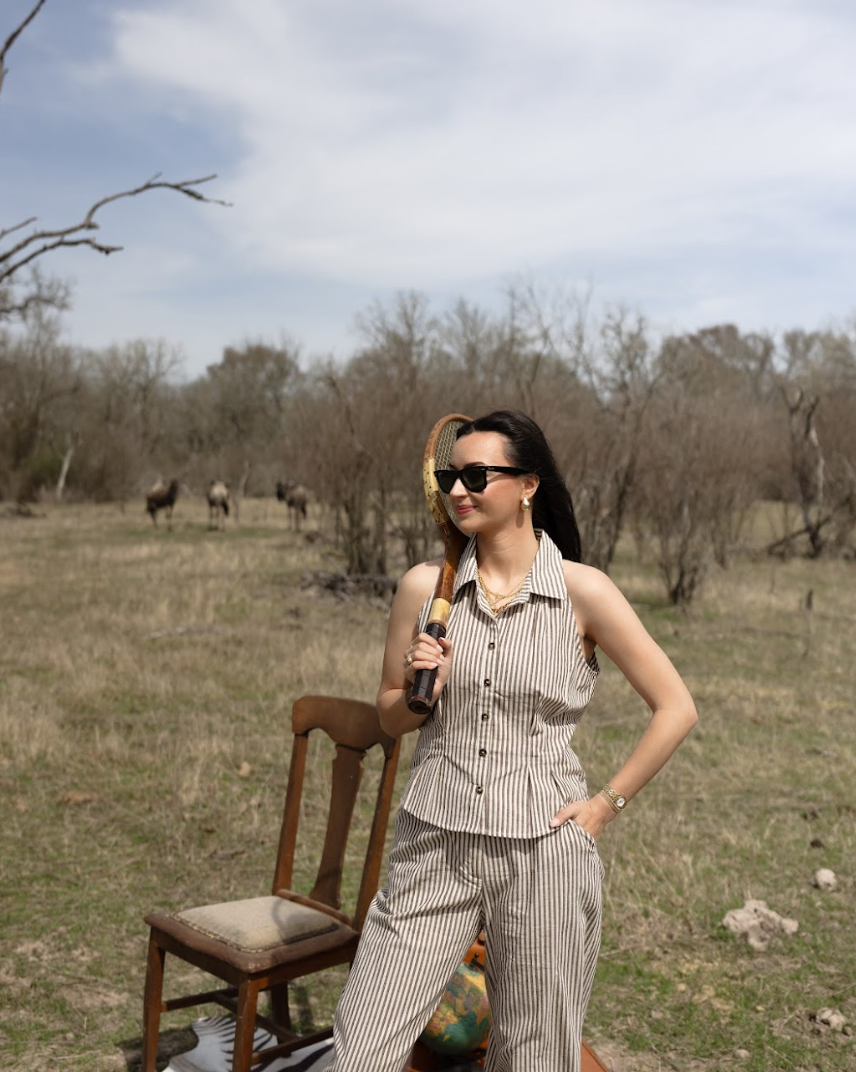 The River Striped Collared Vest