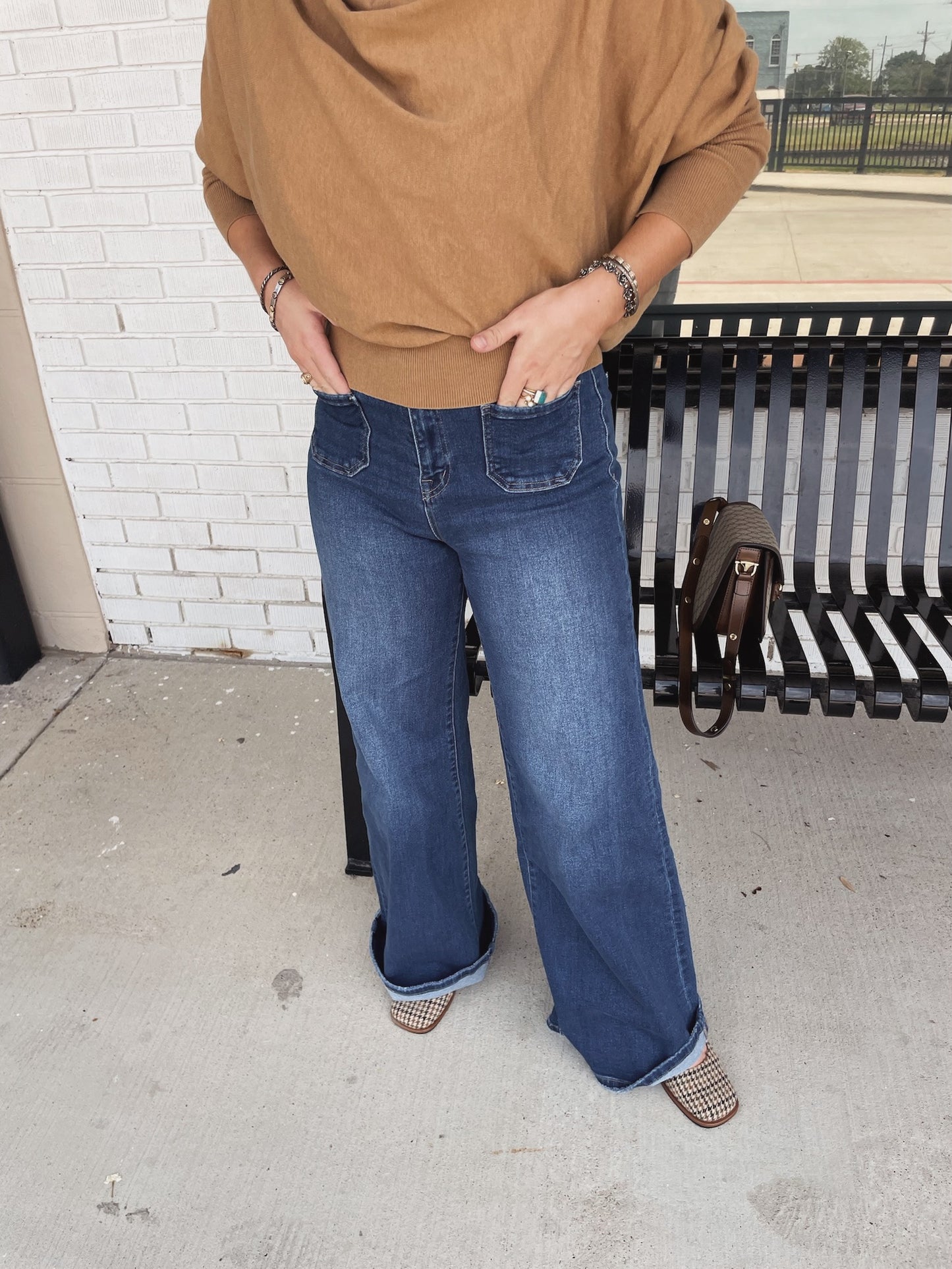 The Clubhouse Dark-Wash Wide-Leg Jeans