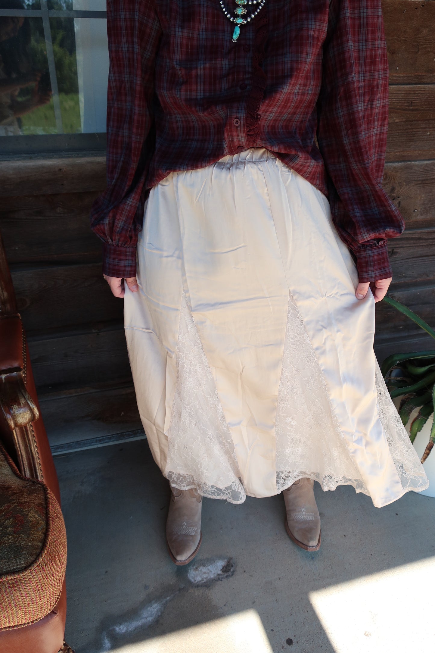 Calamity Lace Satin Skirt