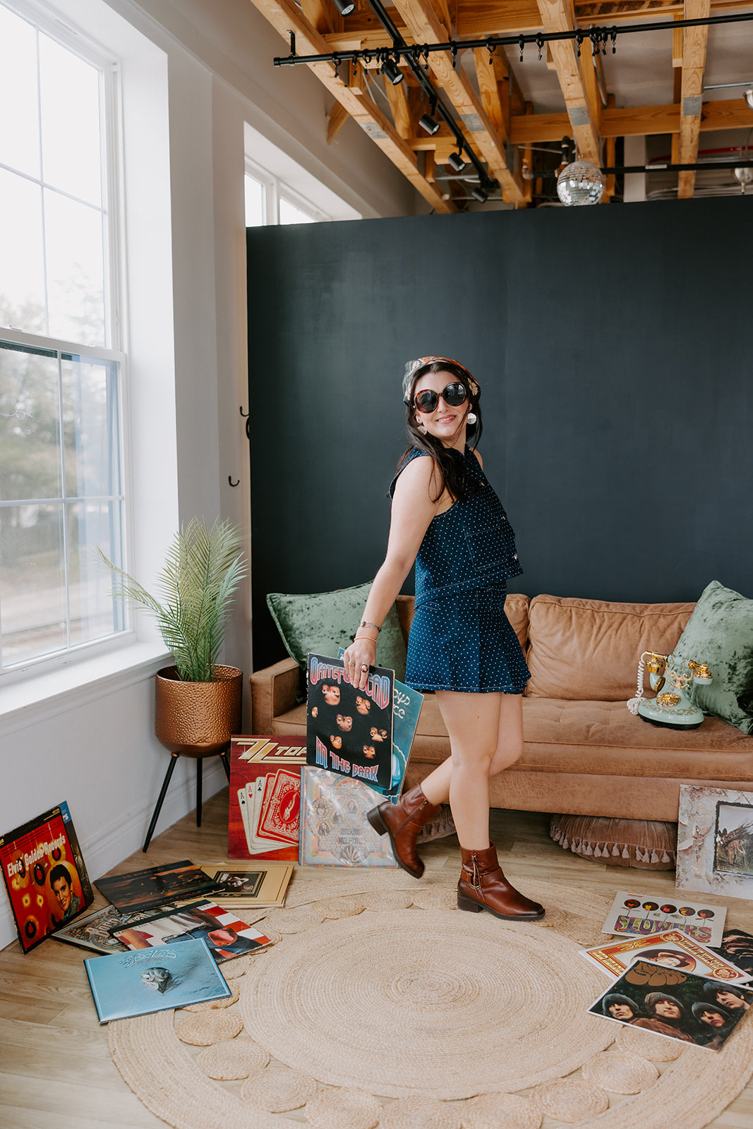 The Queen Denim Polka Dot Skirt