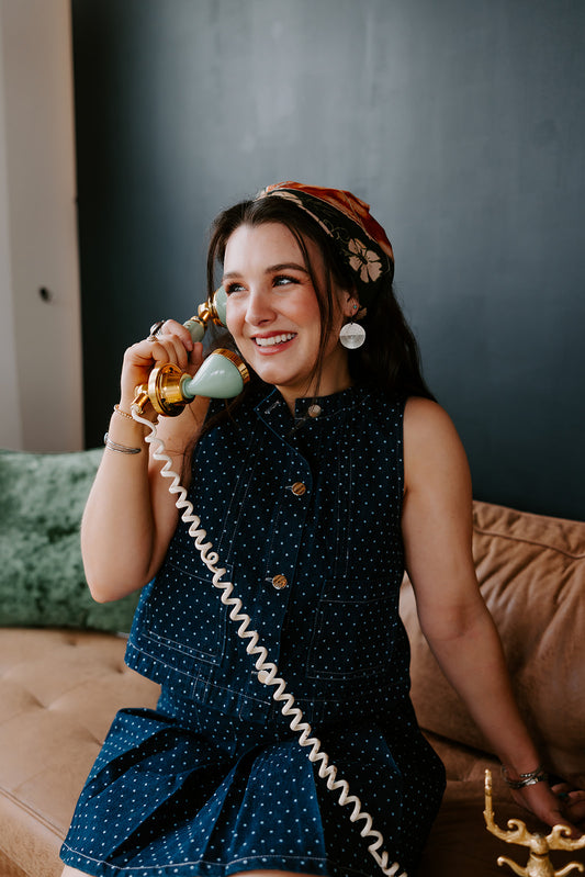 The Queen Denim Polka Dot Top