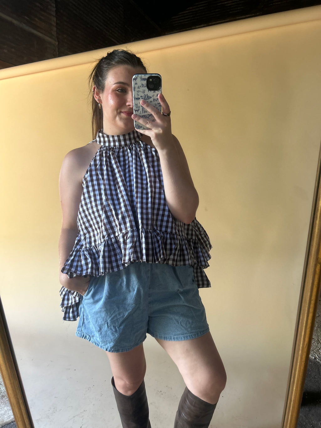 The Hallie Gingham Halter Top