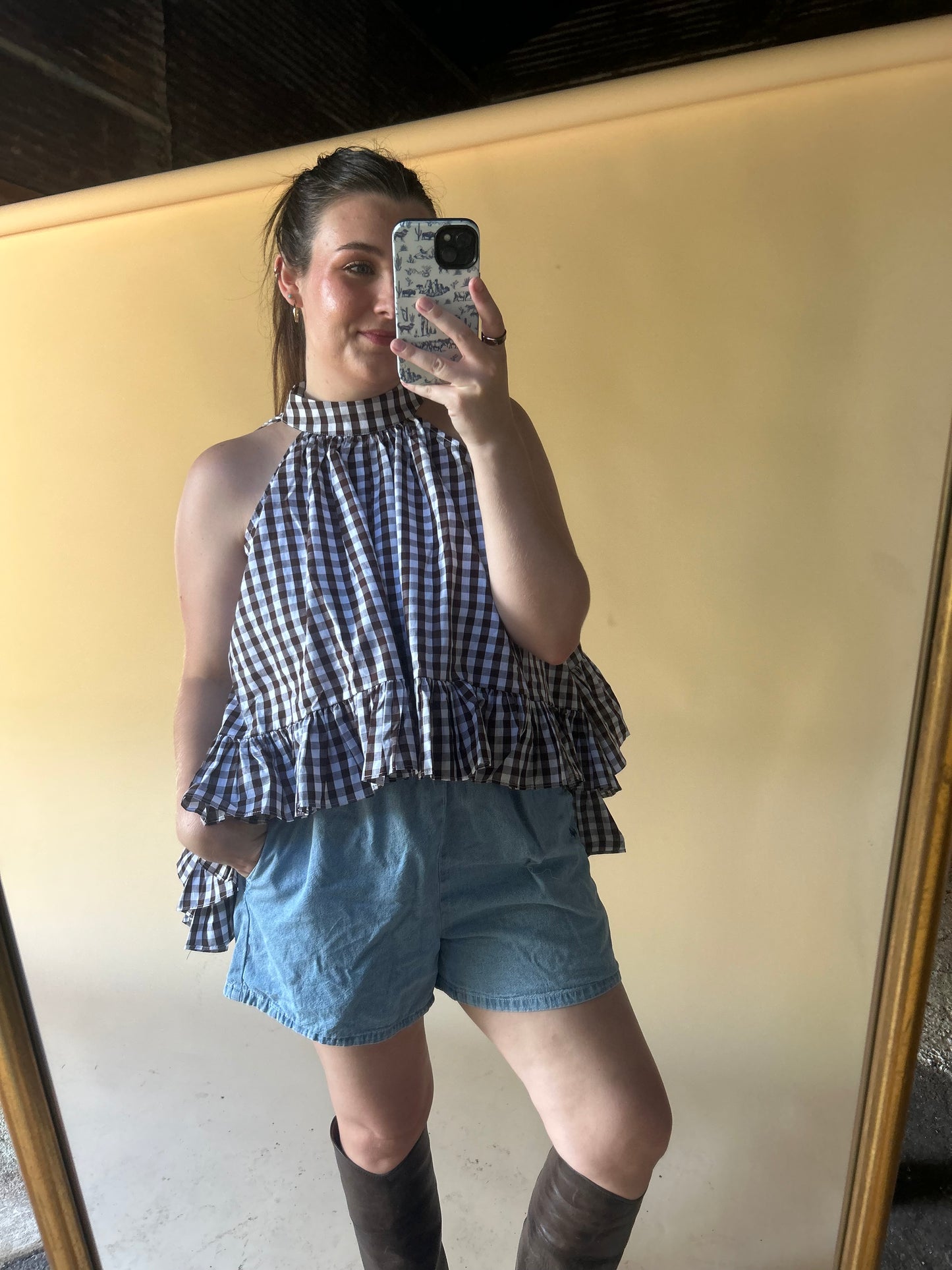 The Hallie Gingham Halter Top