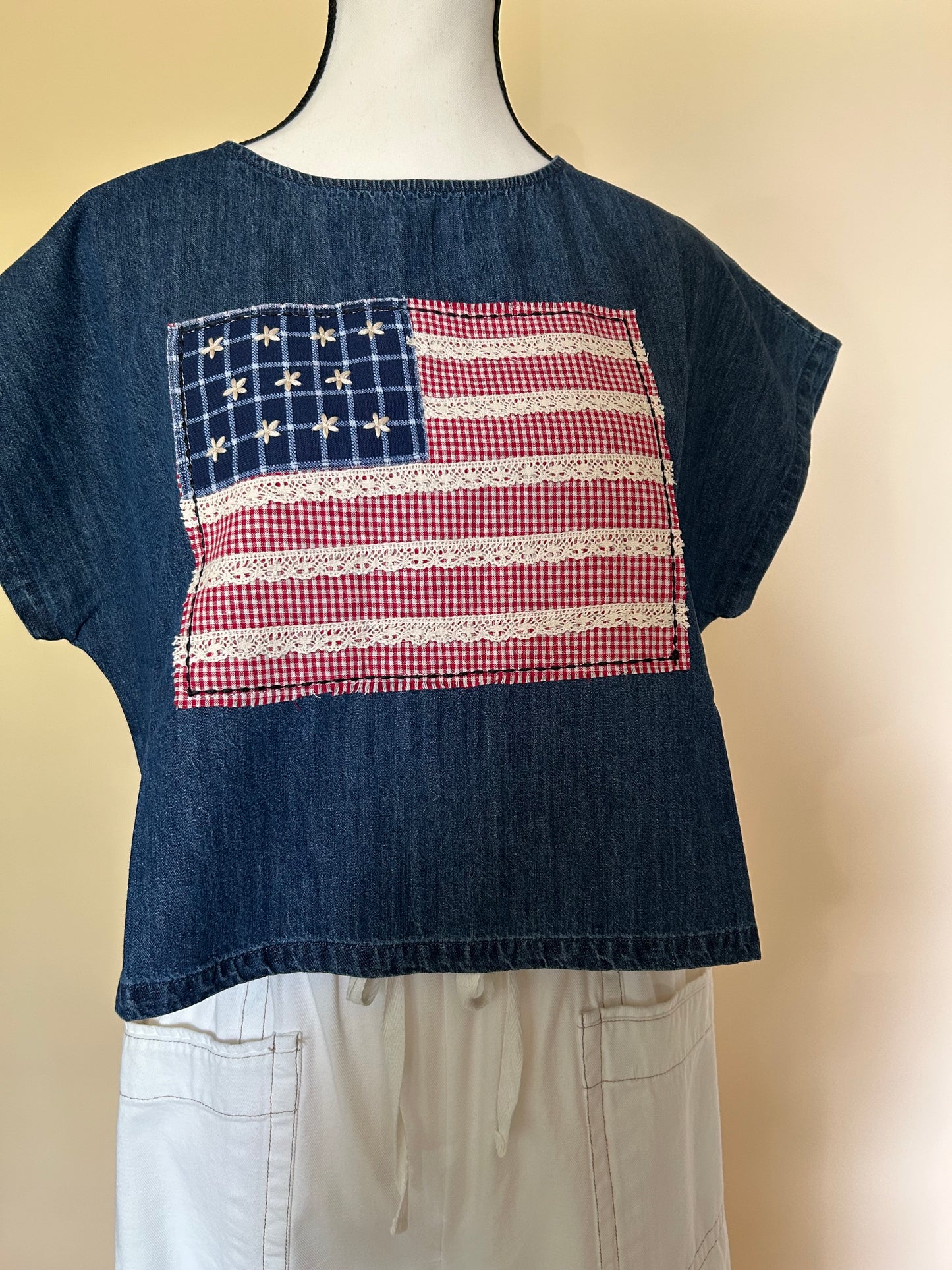 Miss Americana Denim Patchwork Shirt