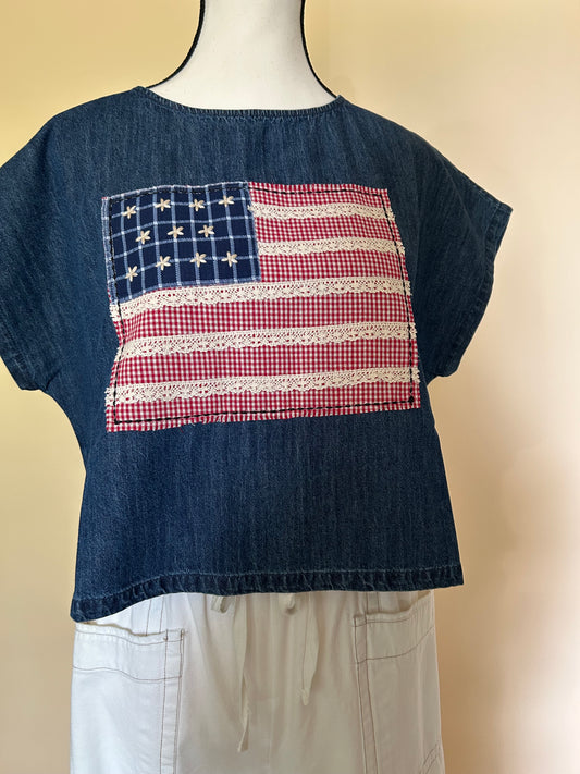 Miss Americana Denim Patchwork Shirt