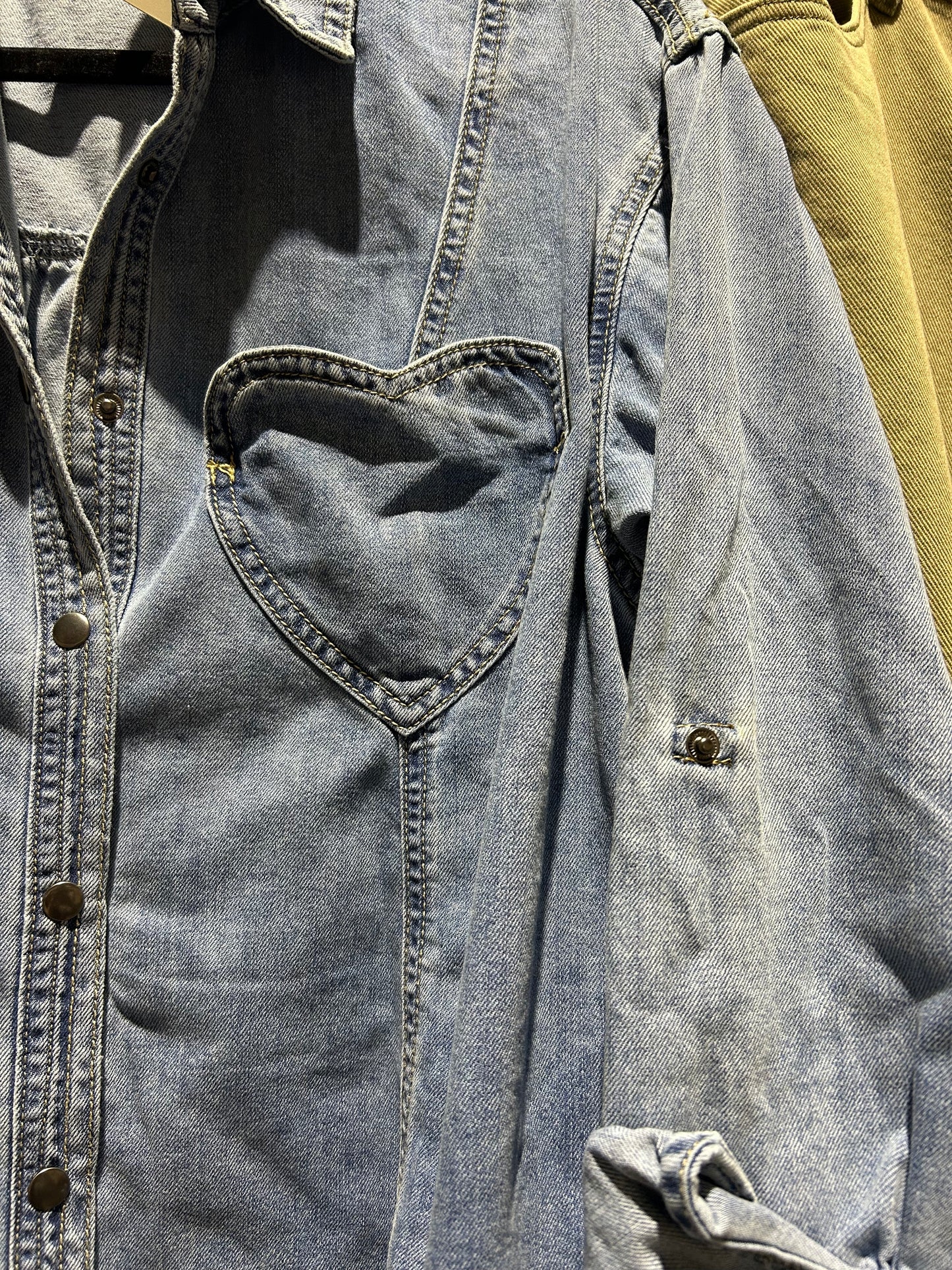 The Denim Heart-Pocket Shirt Dress