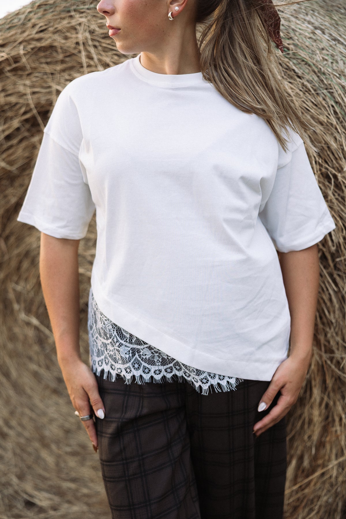 The Allison Asymmetrical Hem Lace Tee