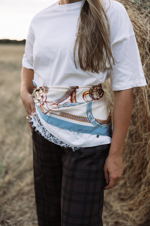 Blue Belt Print Scarf