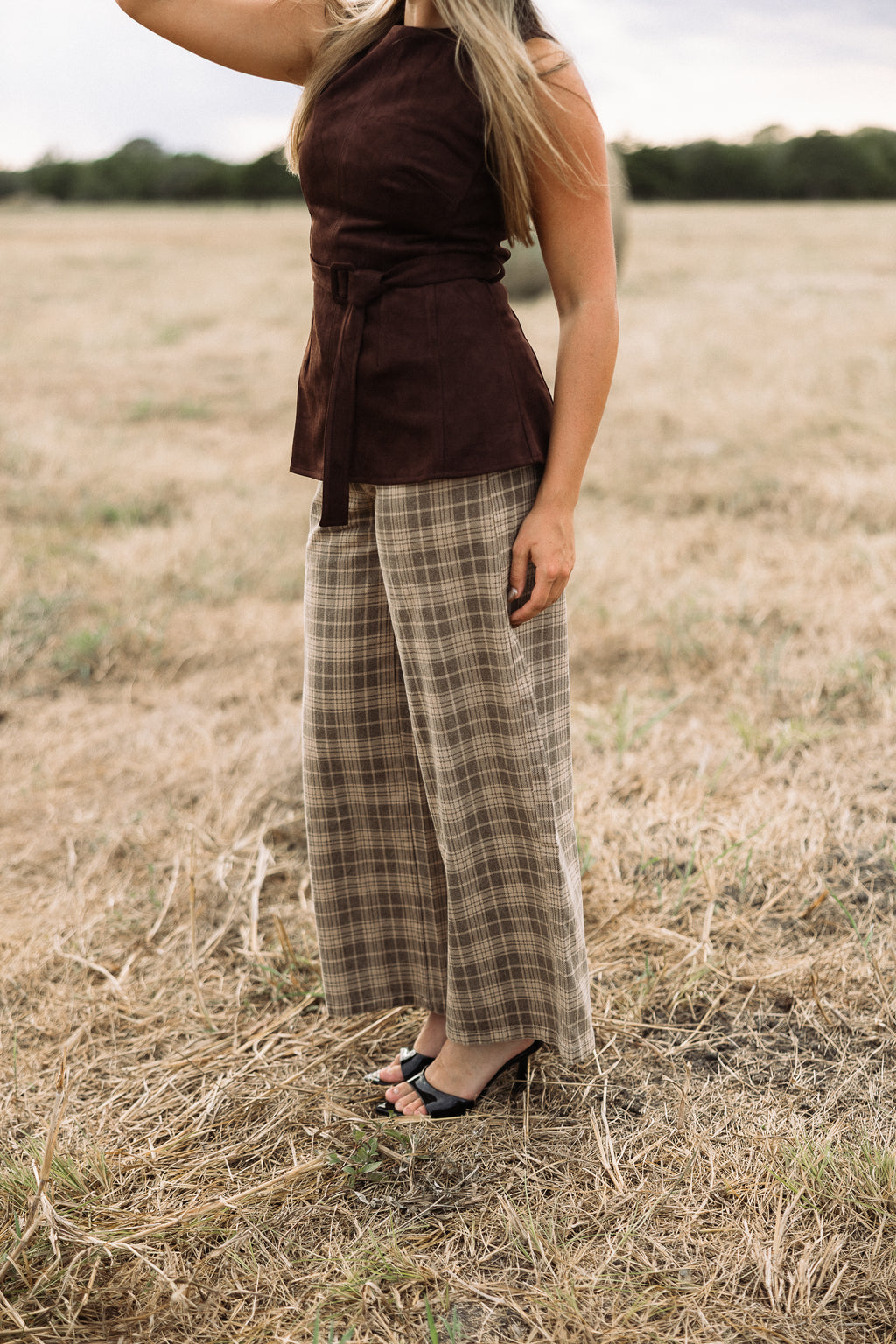 The Honey Wide-leg plaid jeans