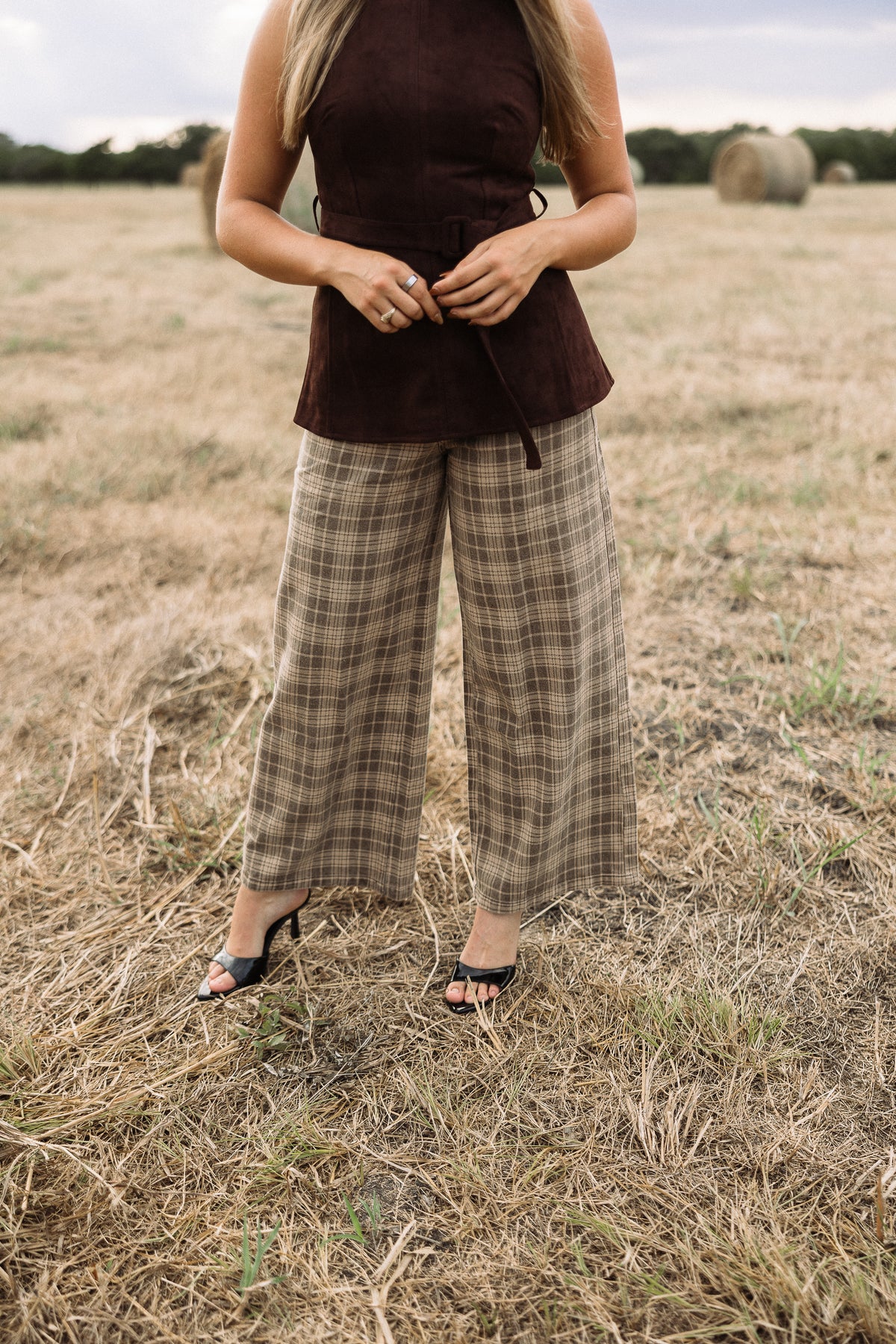 The Honey Wide-leg plaid jeans