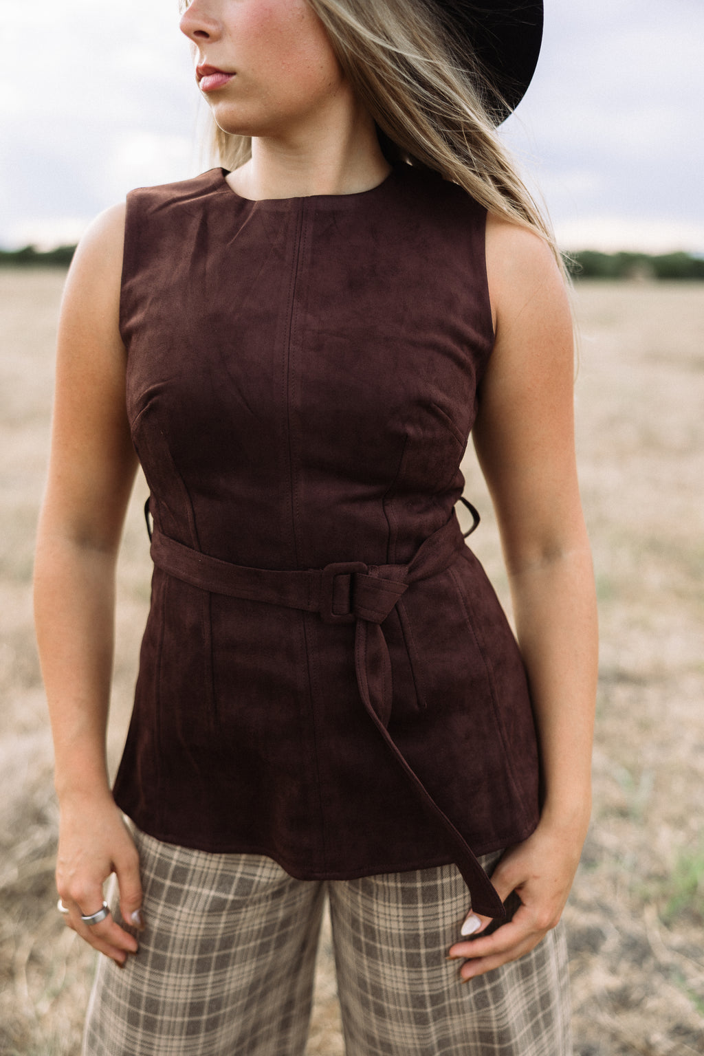 Belle Suede Belted Top