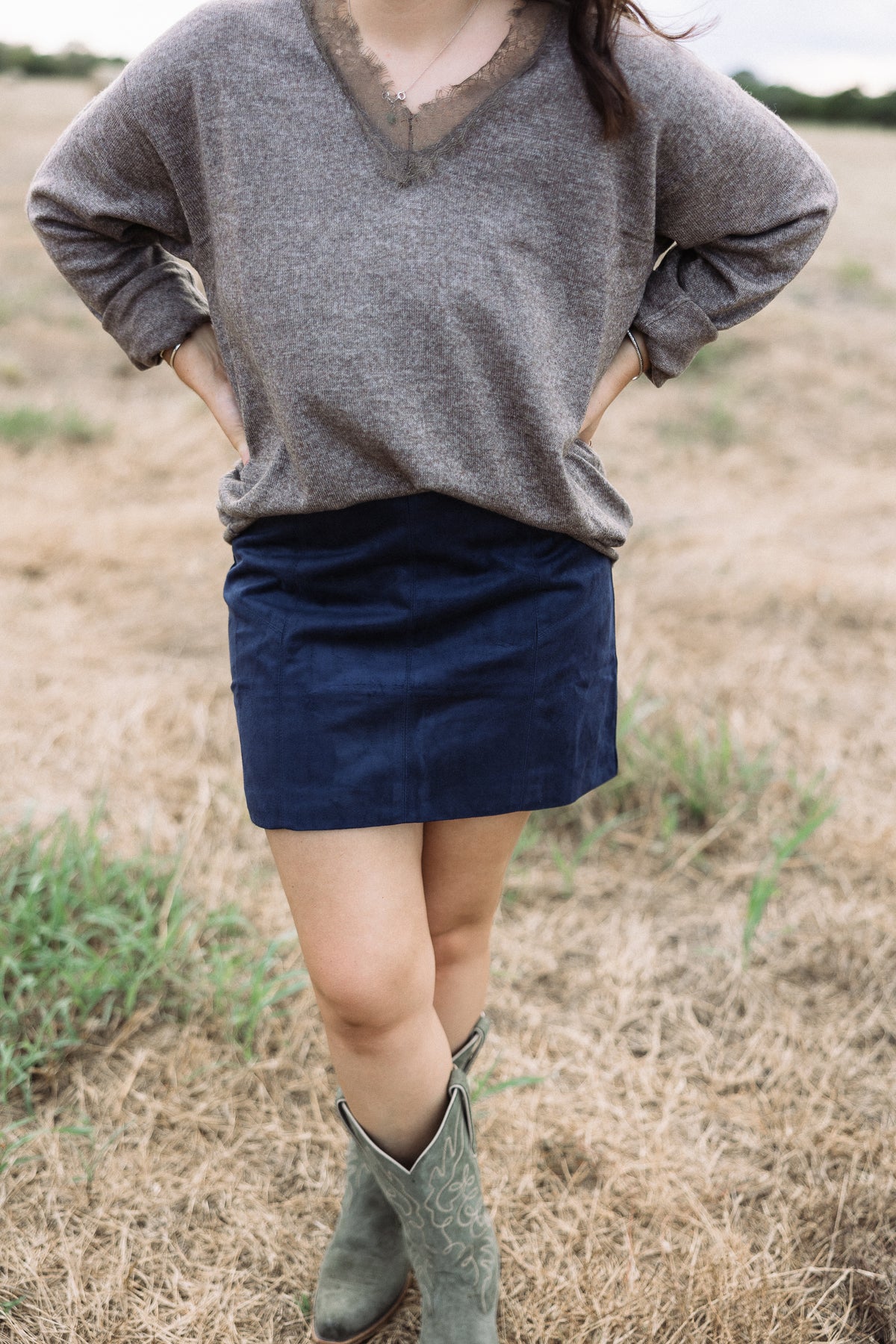 The Midnight Navy Suede Mini Skirt