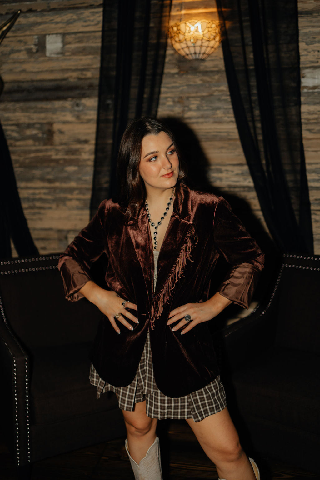 The Vegas Velvet Fringe Blazer