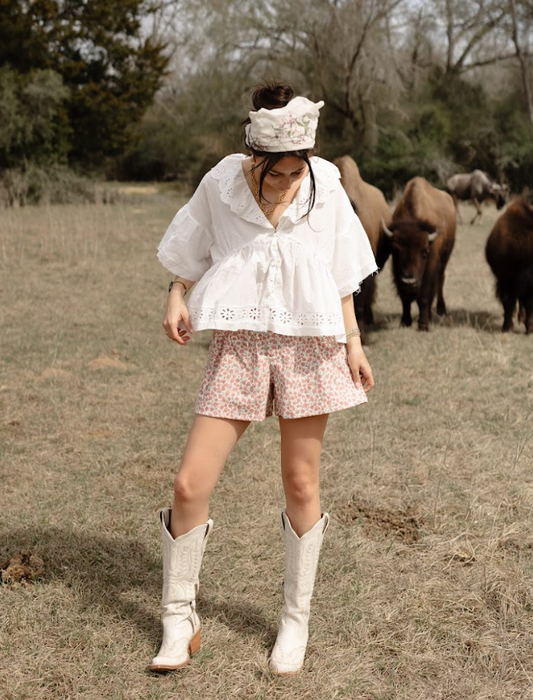 The Haven Eyelet Ruffled Blouse