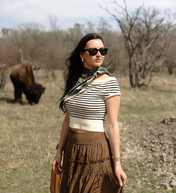 The Scout Off-Shoulder Cropped Sweater