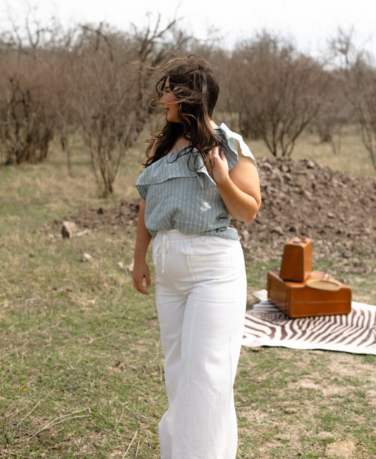 The Palm One-Shoulder Ruffle Blouse