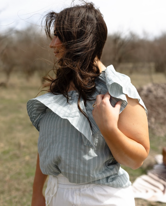 The Palm One-Shoulder Ruffle Blouse