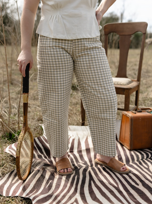 The Sandy Plaid Barrel Jeans