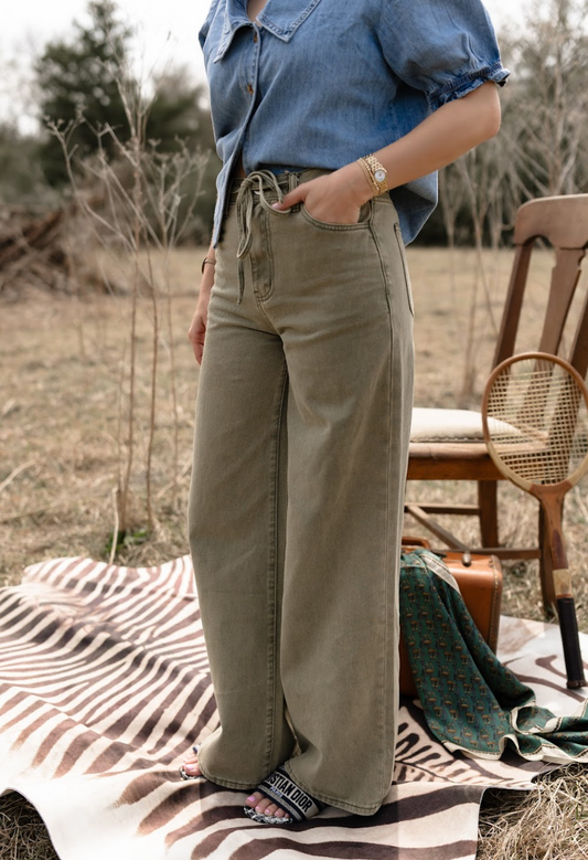The Branch Olive Drawstring Jeans