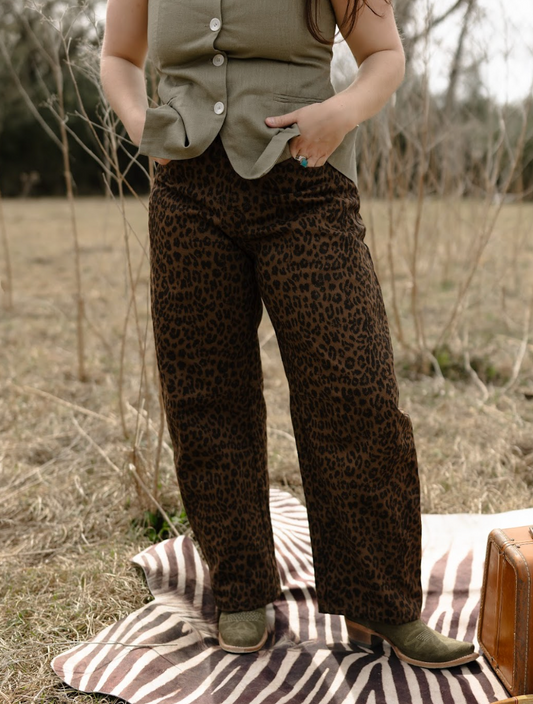 The Wilder Leopard Barrel Jeans